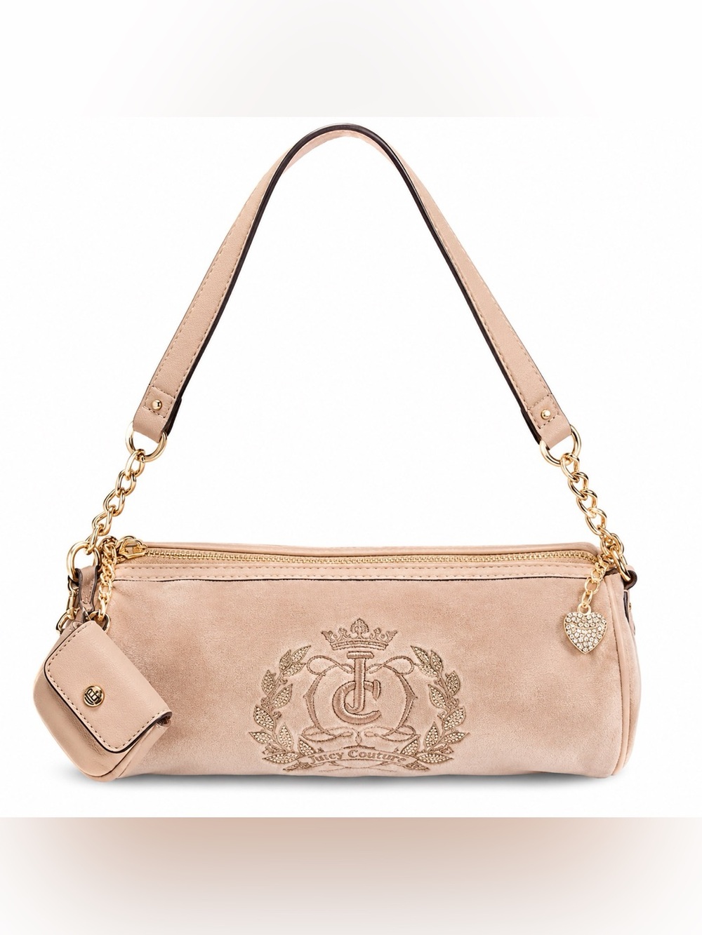 Juicy Couture NWT Fashion Charm Velour Barrel Bag Mini Pouch Y2K
